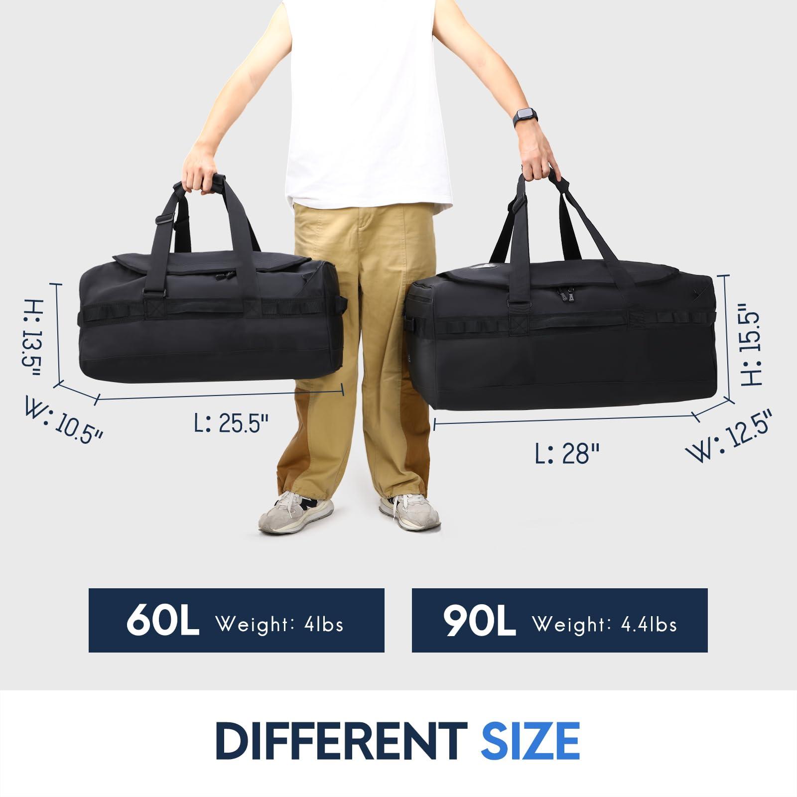 Haimont Haimont Travel Duffel Backpack Bag 60L for Men Large Sports Duffle Bags with Backpack Straps for Hiking Camping Gym Workout, Water Resistant, Black