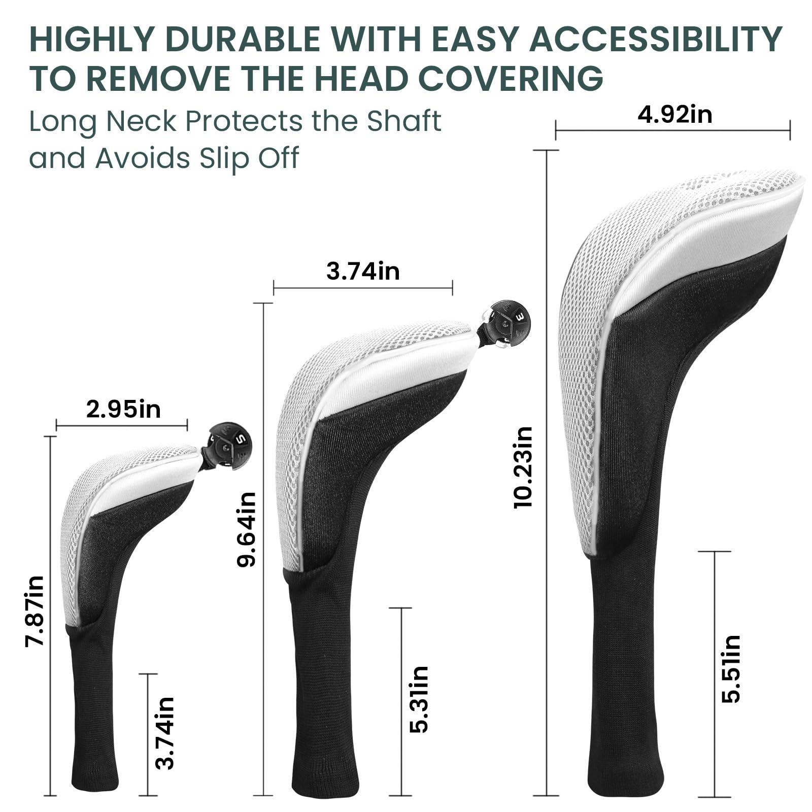 FINGER TEN FINGER TEN Golf Club Head Covers Woods Driver Fairway Hybrid 3/4/5 Set, Headcovers Men 1 3 5 7 X Interchangeable Number Tag, Fit All Wood Clubs (Gray-1 Driver&2 Fairway&2 Hybrid)