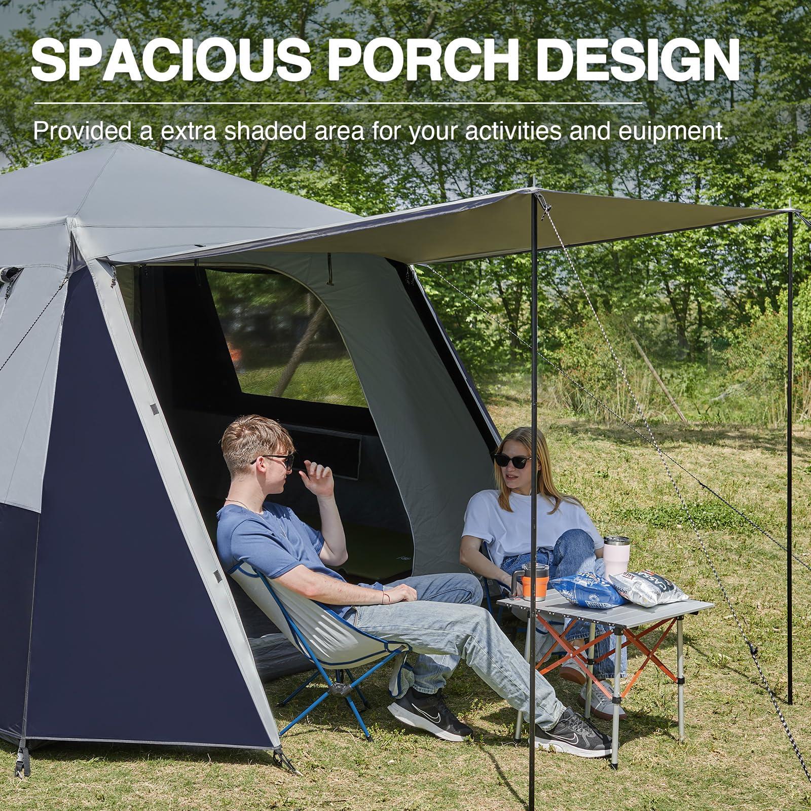 EVER ADVANCED EVER ADVANCED Blackout 6 Person Camping Tent, Instant Cabin Tent for Family with Vestibule and Large Mesh Windows, 60s Easy Setup, Double Layer, Water-Resistant, Blue
