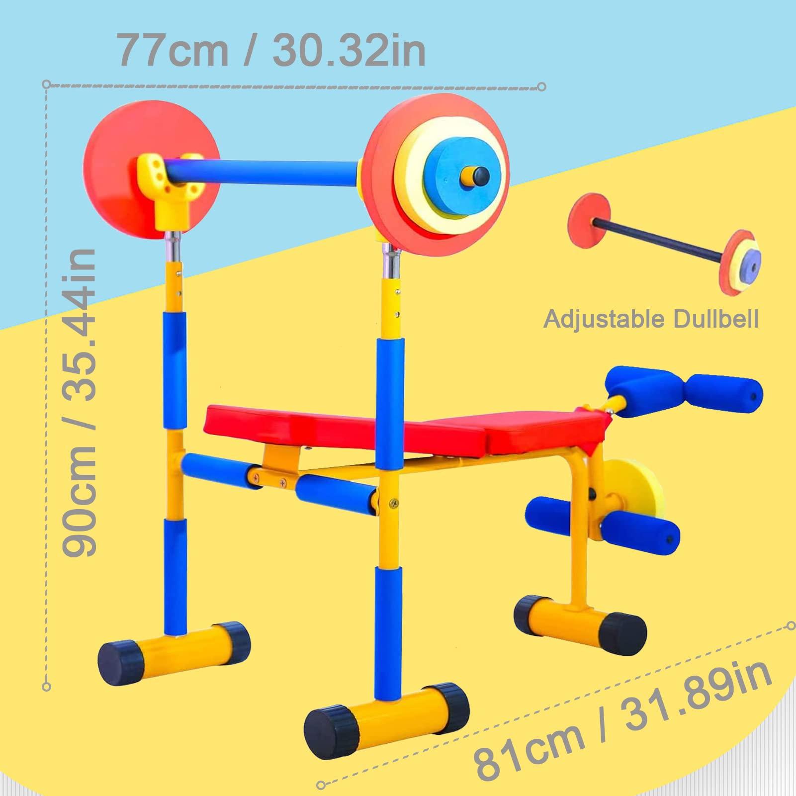 QBDGXFC Kids Fitness Equipment Adjustable Workout Weight Bench Set Kids Barbell Dumbbell Weight Set for Beginner Exercise, Boys and Girls