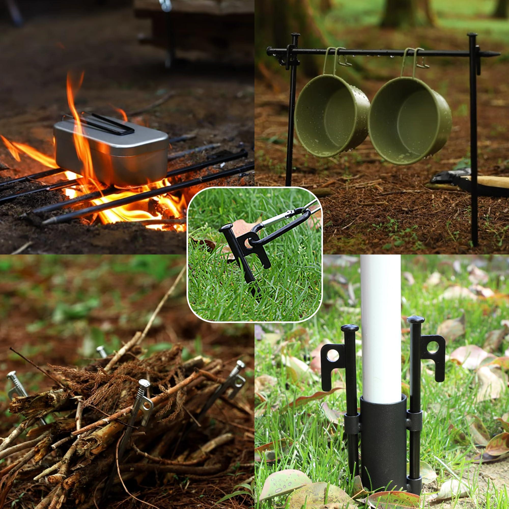 RIY 8 Pack Tent Stakes Heavy Duty 12 inch Steel Tent Pegs for Camping Unbreakable and Inflexible-Silver