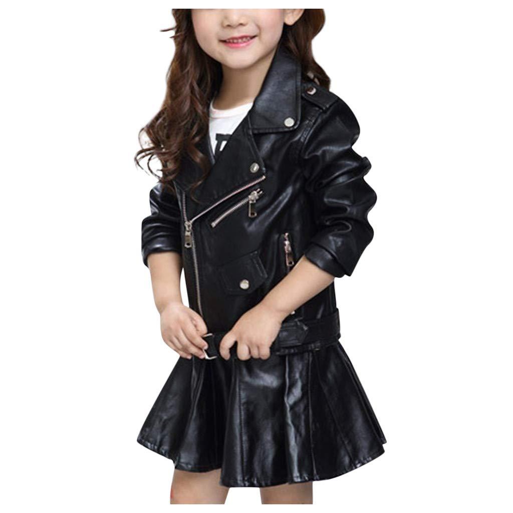 NineFit Basics Children's Color Jacket Motorcycle Jacket Coat Girl Kid Outwear Boy Solid Zipper Girls Jacket (Black, 12-13 Years)