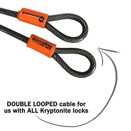 Kryptonite Kryptonite KryptoFlex Security Cable, 2.6FT/4FT/7FT/30FT Long Braided Steel Flex Bike Lock Anti-Theft Cable with Looped Ends for Outdoor Equipment, U-Lock and Padlock, 5mm-10mm Thick,Grey/Orange