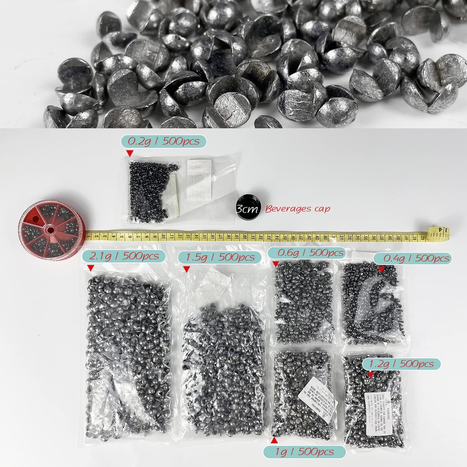 FREE FISHER FREE FISHER Removable Split-Shot,500Pcs 1.2g Lead Sinking Split Shots Fishing Sinkers,Fishing Weights Sinkers