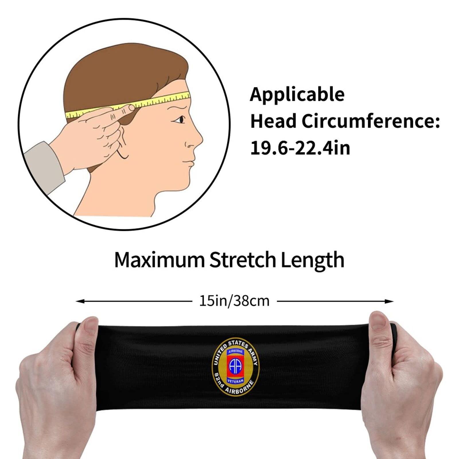 Tavos Army Veteran 82nd Airborne Sports Sweatband Headband for Men - for Tennis, Basketball, Running, Gym, Working Out