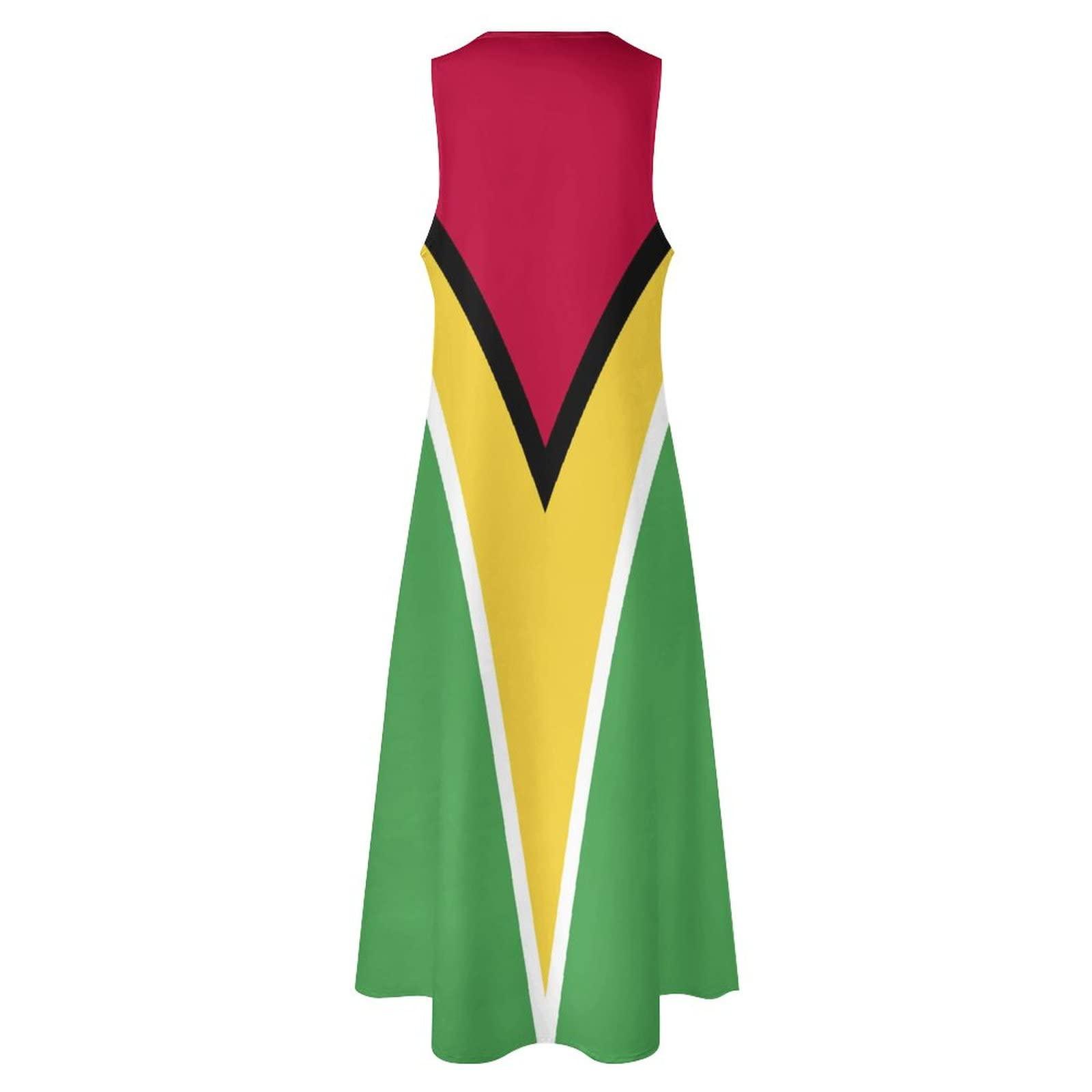 TAIZIYEAH Guyana Flag Women Casual Fashion Print Dresses for Women Summer Top L