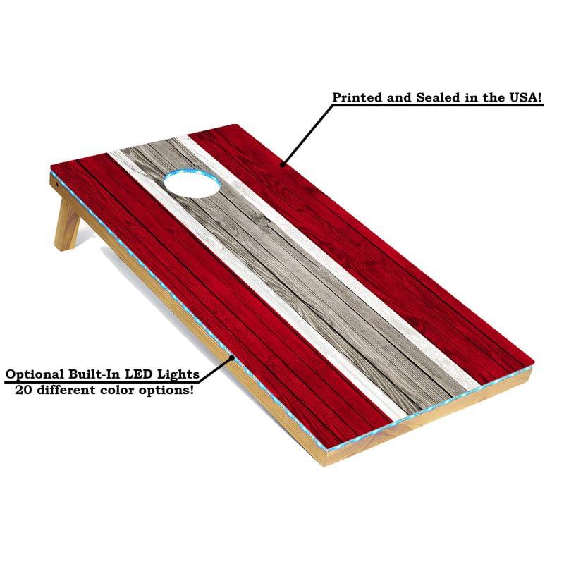 Tailgating Pros Tailgating Pros Striped LED Cornhole Board Set w/Built-in Lights- Includes 4\'x2\' Regulation Boards, Multicolored LED Lights, Bean Bags, and Carrying Cases