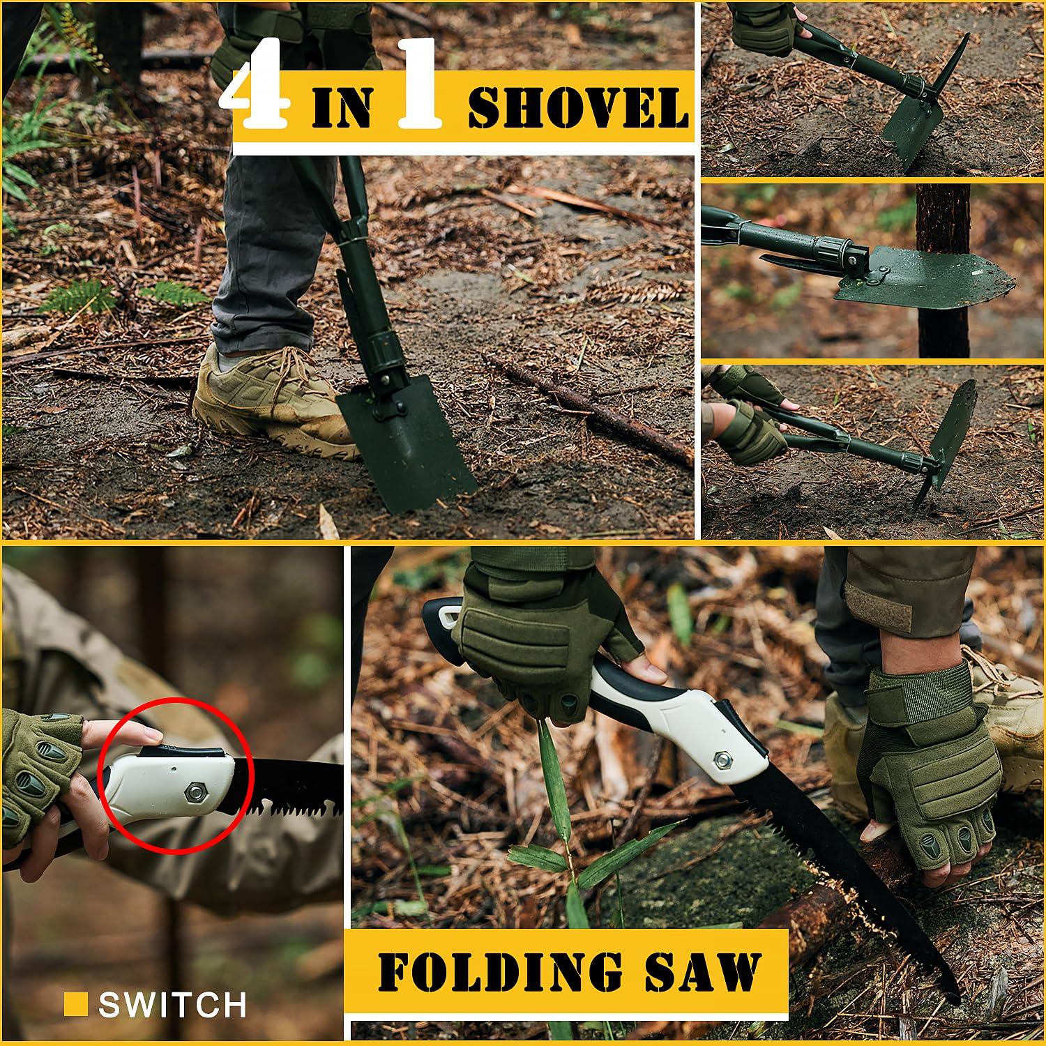 Skywod Survival First Aid Kit,99PCS Professional Survival Gear Large Hiking Backpack with Emergency Equipment Outdoor Adventure Accessories,Gift for Men Father - (Camo-Brown)