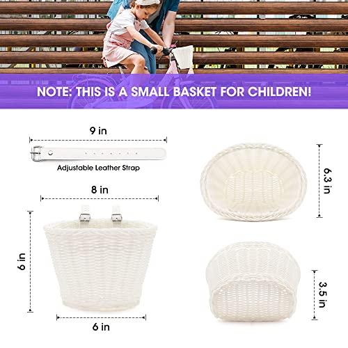 ANZOME ANZOME Kids Bike Basket, Bike Basket for Boy and Girl, Waterproof Plastic Woven Children\'s Bicycle Basket, Suitable for Most Children\'s Bicycles and Kids Tricycles