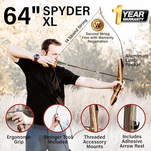 Southwest Archery Spyder XL Takedown Recurve Bow and Arrow Set ? 64\" Recurve Hunting Bow ? Right & Left Hand ? Draw Weights in 30-55 lbs ? USA Based Company ? Perfect for Beginner to Intermediate SpyderXL-40L-WS