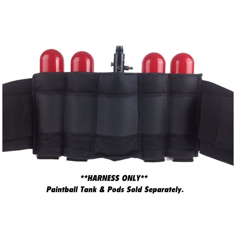 Maddog Maddog 4+1 Vertical Paintball Harness Pod Pack | Paintball Pod Holder Belt with Pouch for up to 88ci. Paintball Tank Bottle | Remote Coil Compatible