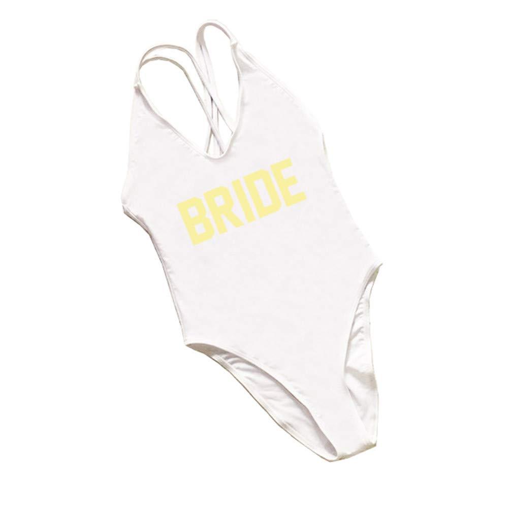 shifeier Bride swimsuit white and gold for Women Cross Back Swimwear One Piece Bathing Suit