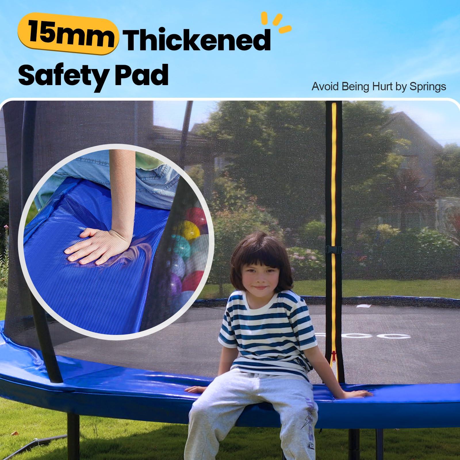 ORCC ORCC 1200LBS Weight Capacity Trampoline 16 15 14 12 10 8 FT for Kids Adults Outdoor Yard Trampolines with Safety Enclosure Net Non-Slide Ladder