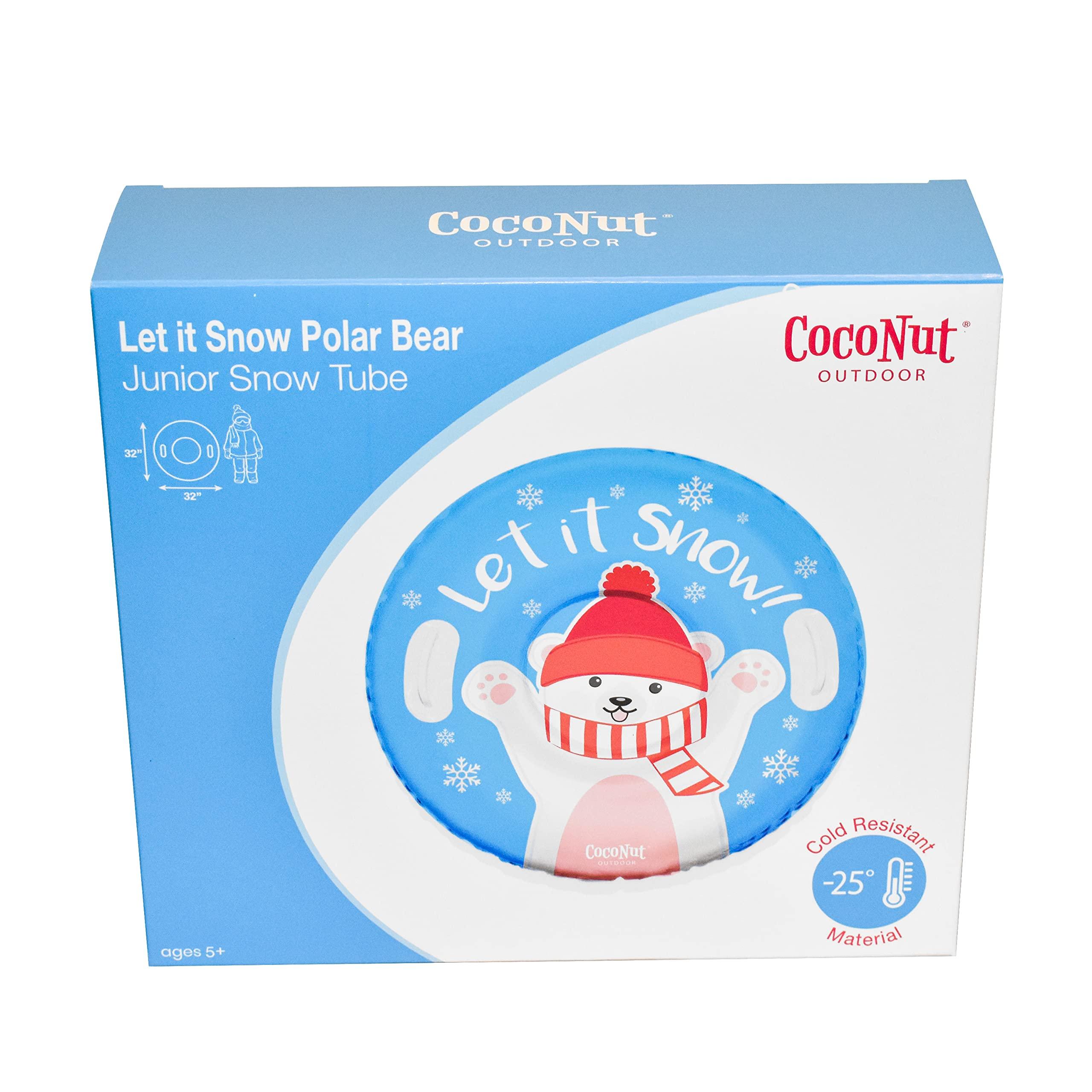 CocoNut Outdoor CocoNut Outdoor- 32 Inflatable Polar Bear Snow Ring- Let it Snow Heavy Duty Snow Sled with Sturdy Handles for Kids, Teens and Adults-Cold Resistant Toboggan -Lightweight Tube for Boys and Girls