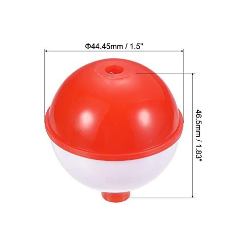 PATIKIL PATIKIL 1.75 Inch Fishing Bobber, 20 Pack Hard ABS Push Button Round Buoy Fishing Float Tackle, Red and White