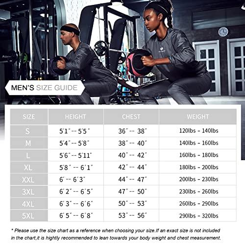 HOTSUIT HOTSUIT Men Sauna Suit Sweat Suits Durable Gym Exercise Workout Jacket, Black, 5XL