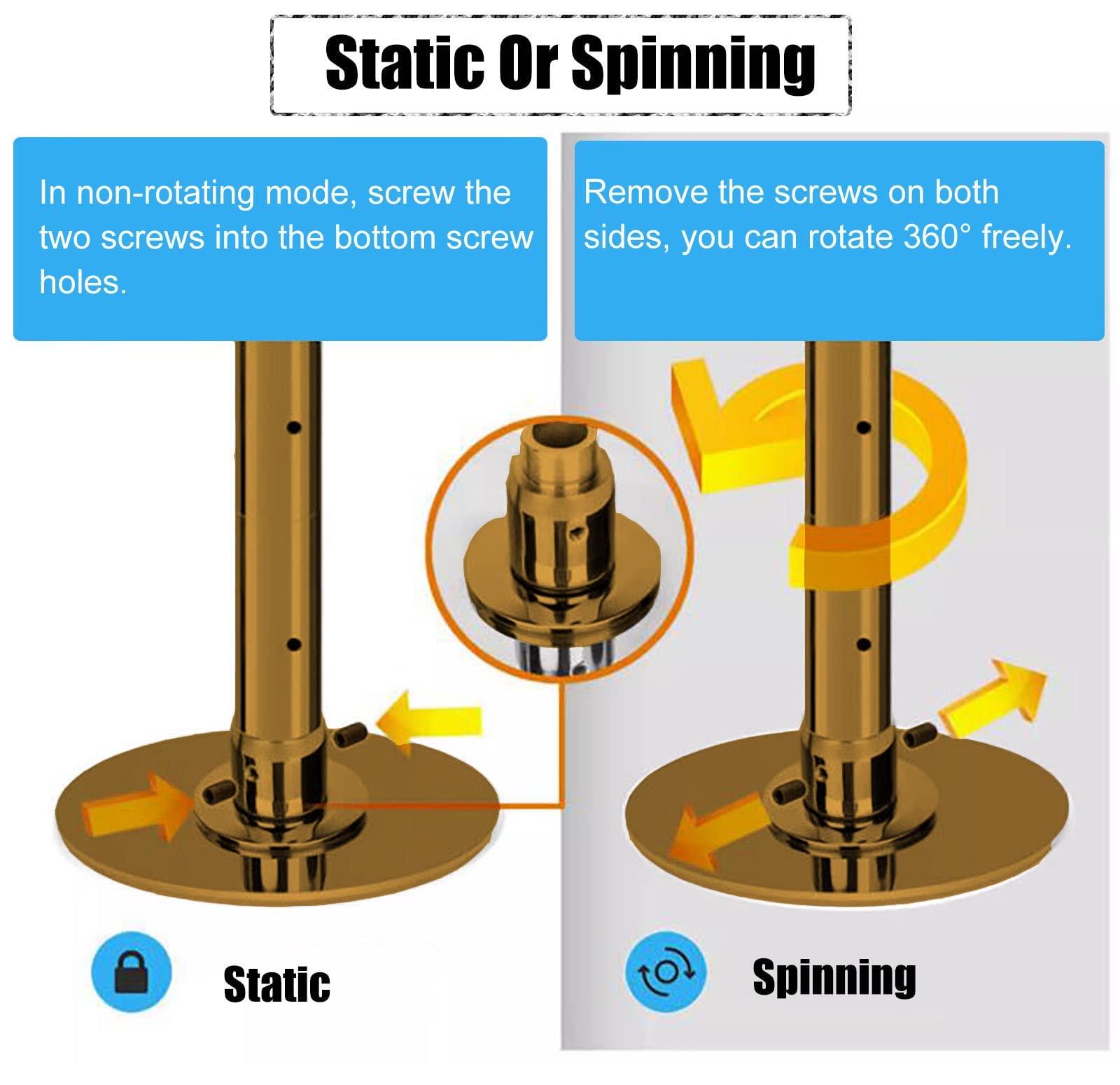 JYDQMOLS JYDQMOLS Portable Dance Pole Home Fitnes 2.74m/9ft Height Adjustable Spinning/Static Dance Pole, Home/Yoga Room/Dance Studio Extendable Dancing Pole Kit for Beginner/Professional Dancers(Gold)