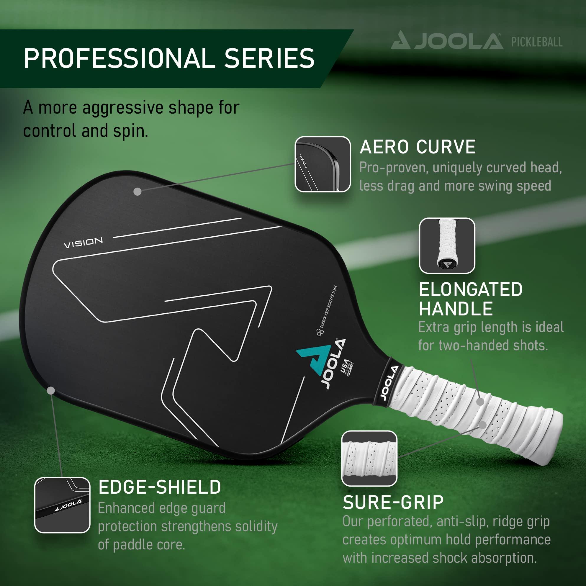 JOOLA JOOLA Vision Pickleball Paddle with Textured Carbon Grip Surface Technology for Maximum Spin and Control with Added Power - Polypropylene Honeycomb Core Pickleball Racket 16mm