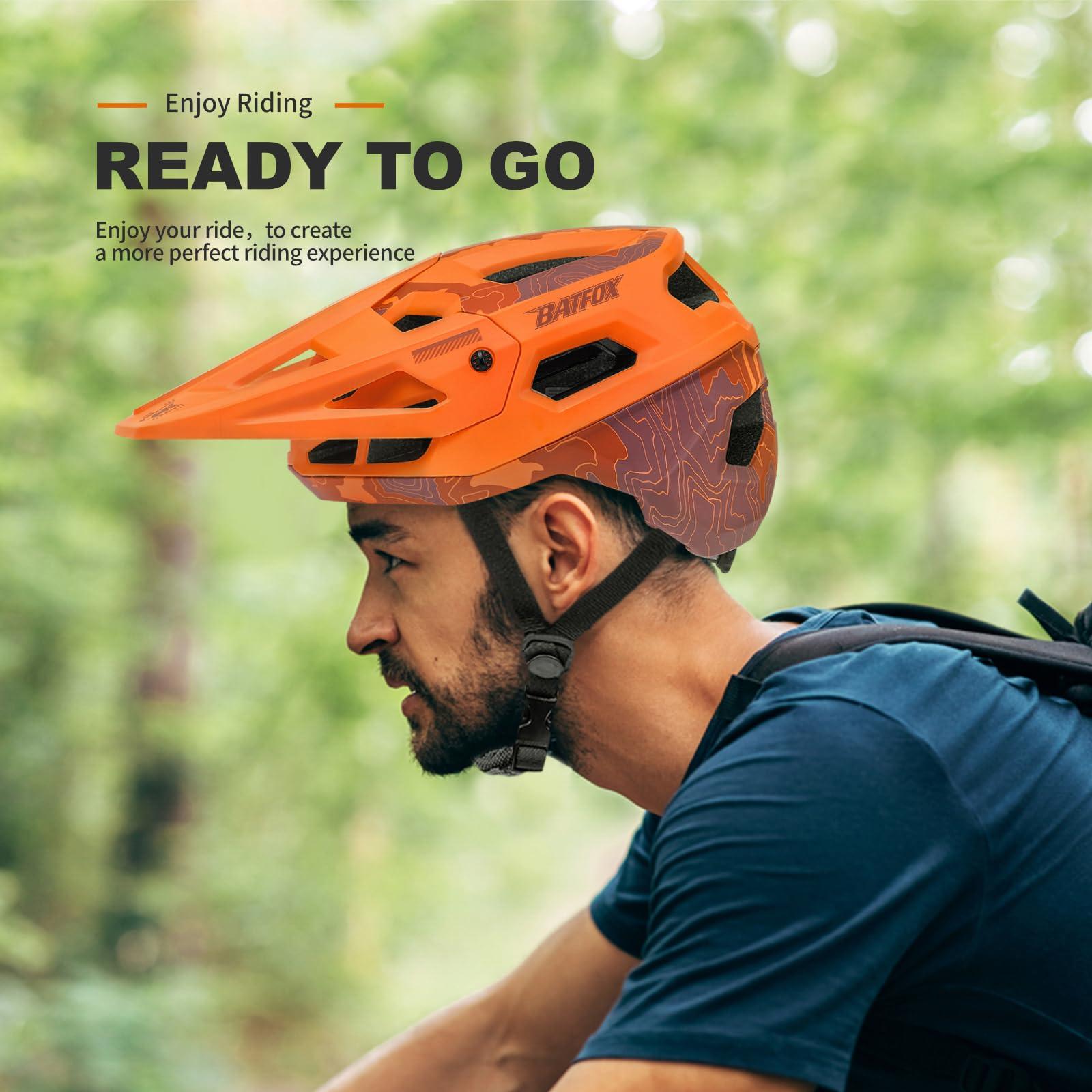 BATFOX BATFOX Bike Helmet Mountain Bike Helmets for Men Women Adults MTB Bicycle Cycling BMX Bike Helmet(Orange,L(55-59CM))