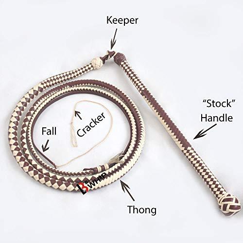 LB\'S WHIP Stockwhip 05 Foot 16 Plaits Kangaroo Hide Leather Equestrian Australian Stock Whip with Leather Belly & Leather Bolster Inside