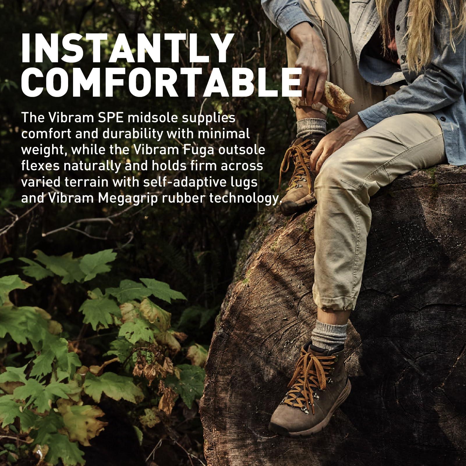 Danner Danner Mountain 600 Hiking Boots for Women - Waterproof, Durable Suede Upper, Breathable Lining, Triple-Density Footbed & Vibram Traction Outsole, Black/Khaki - 9.5 M