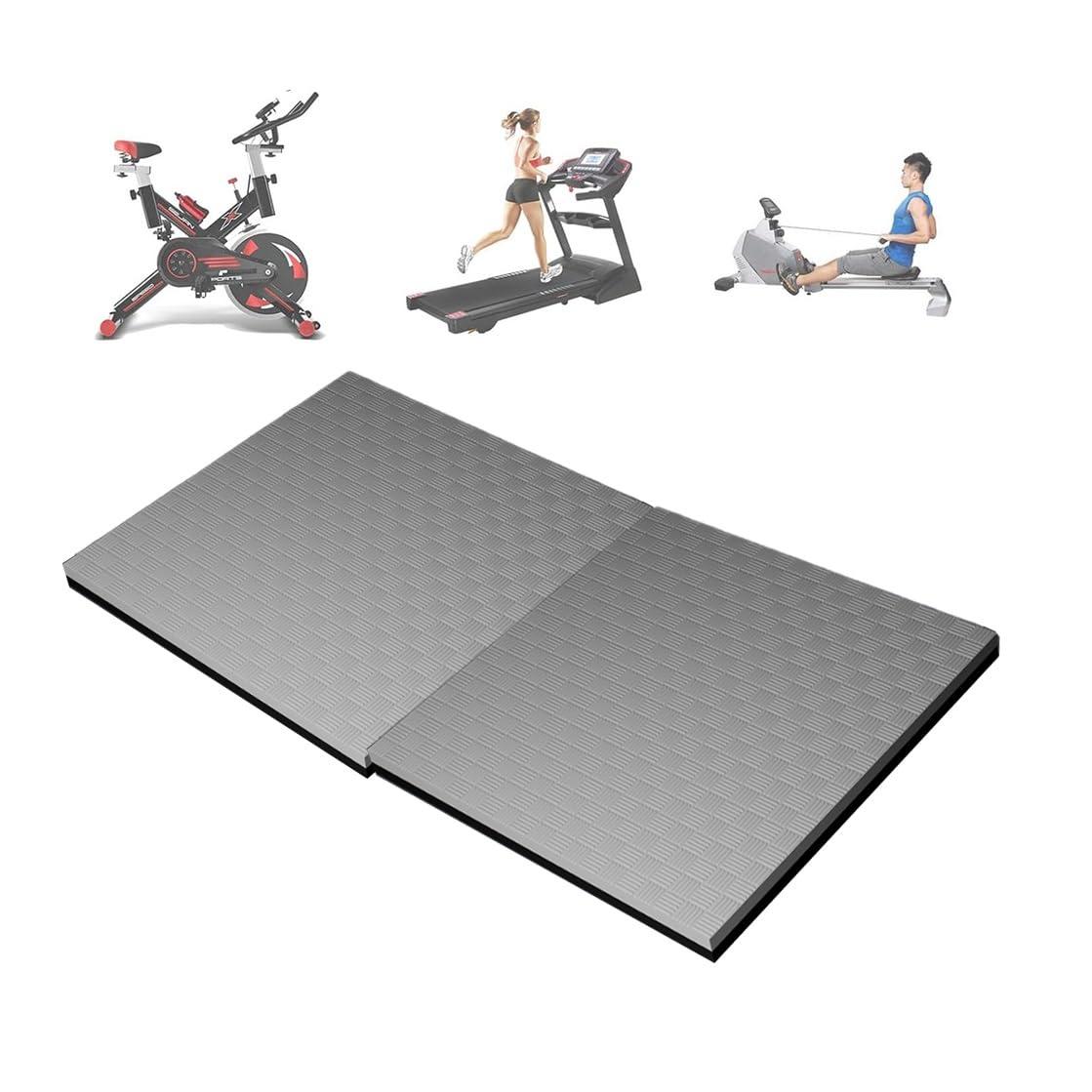 ZSCAL Treadmill Mat, Gym Equipment Sound Waterproof Non-slip Flooring Absorbing Mat, Easy to Clean Anti Fatigue Floor Mat, for Treadmill Walking Pad Elliptical, Spin Bike(Gray black,Thickness 2cm/0.78in)