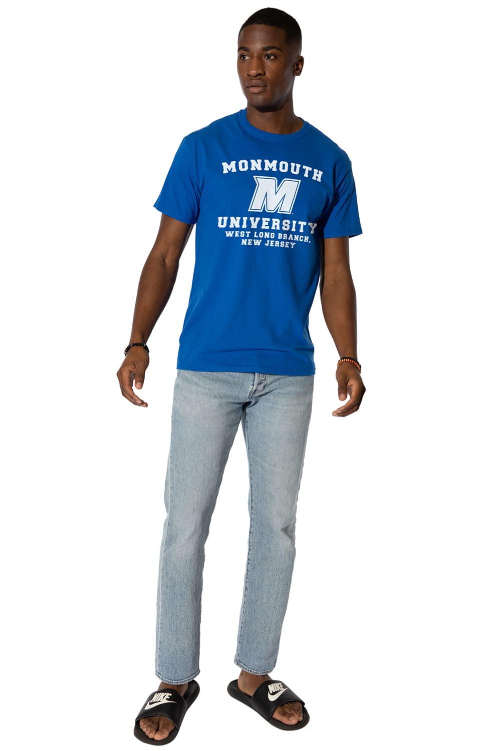 LOGOVISION Monmouth University Official Circle Logo Short Sleeve Mens Cotton T-Shirt,Royal, Small