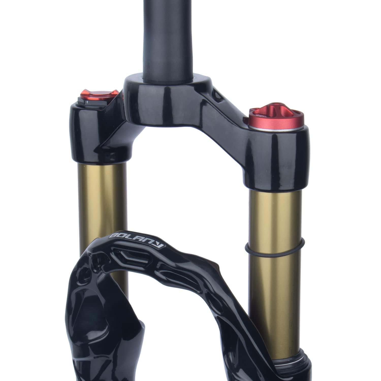 BOLANY BOLANY 20/24inch Bike Suspension Air Fork 28.6mm(1-1/8inch)*220mm Thread-Less Straight Steerer 9mm Disc Brake Version MTB Front Fork 100/135mm Travel