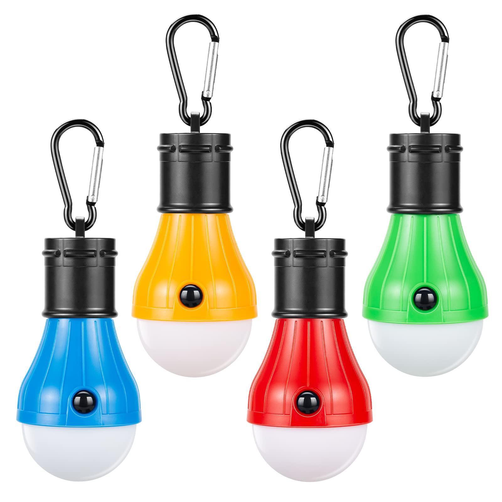 Doukey Campings Light [4 Pack] Doukey Portable Camping Lantern Bulb LED Tent Lanterns Emergency Light Camping Essentials Tent Accessories LED Lantern for Backpacking Camping Hiking Hurricane Outage