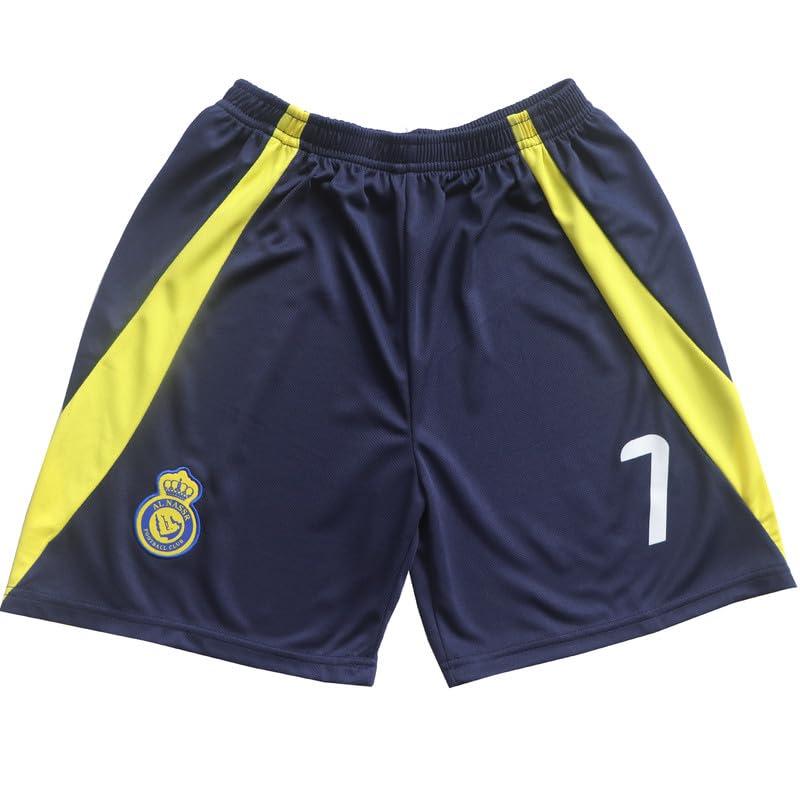 Sir Henry Sir Henry NASSR Riyadh Al Away #7 2024/2025 Kids Soccer Jersey/Shorts/Socks Gift Set for Fans Youth Sizes (Navy,24)