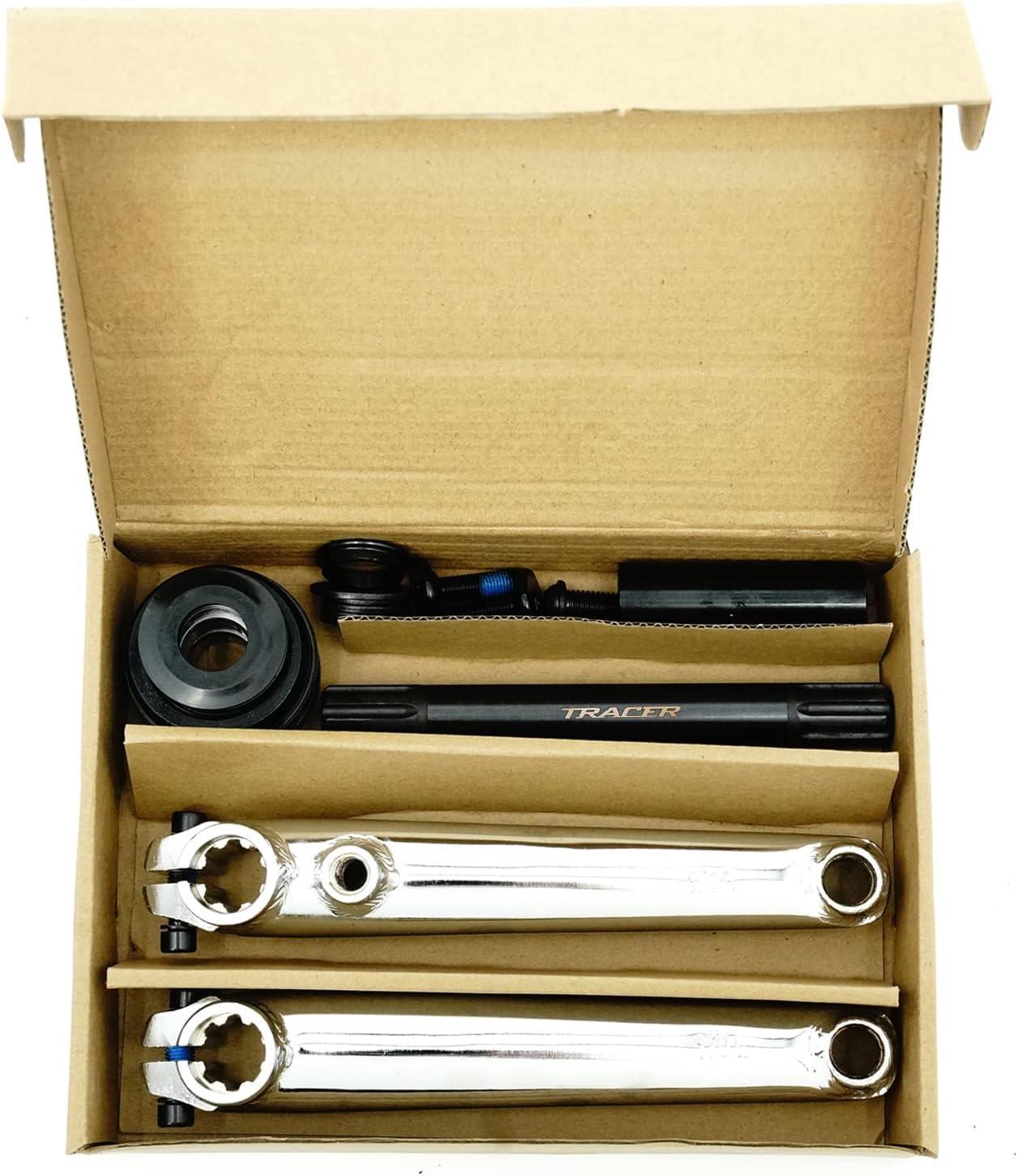 MICARGI MICARGI BMX 3pc Crank Set,Single Speed Bike Crankset with 3pc Crankset, Crank Arms, and Hex Bolt,Type: 19mmx164mm Chrome (CS-UBX164-CP)