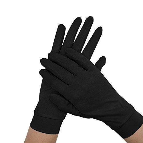 MAYMII MAYMII Women\'s 100% Pure Mulberry Silk Gloves Liner Glove Inner Ski Bike Cycle Gloves for Driving, Fashion, Sun and Cold Protection (Black)