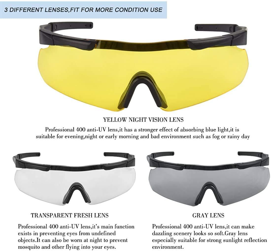 GALAXYLENSE GALAXYLENSE ICE DEA Tactical Combat Glasses For Men - Shooting Glasses - Hunting Glasses - 3 Color Replacement lens (Black)