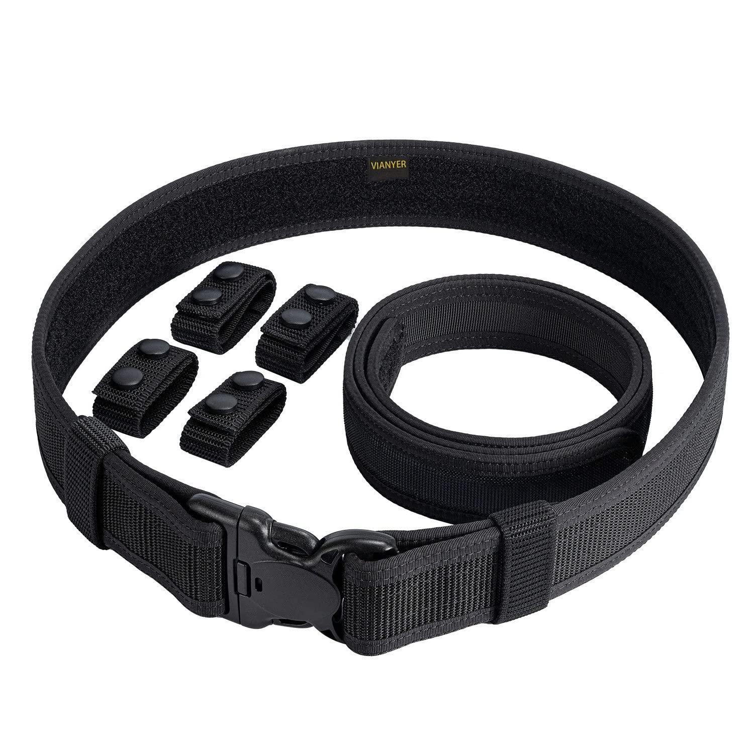 Vianyer Vianyer Duty Belt for Law Enforcement Police 2\" Tactical EDC Patrol Work Belt Officier Utility Web Belt for Security Correction L(35\"-38\")