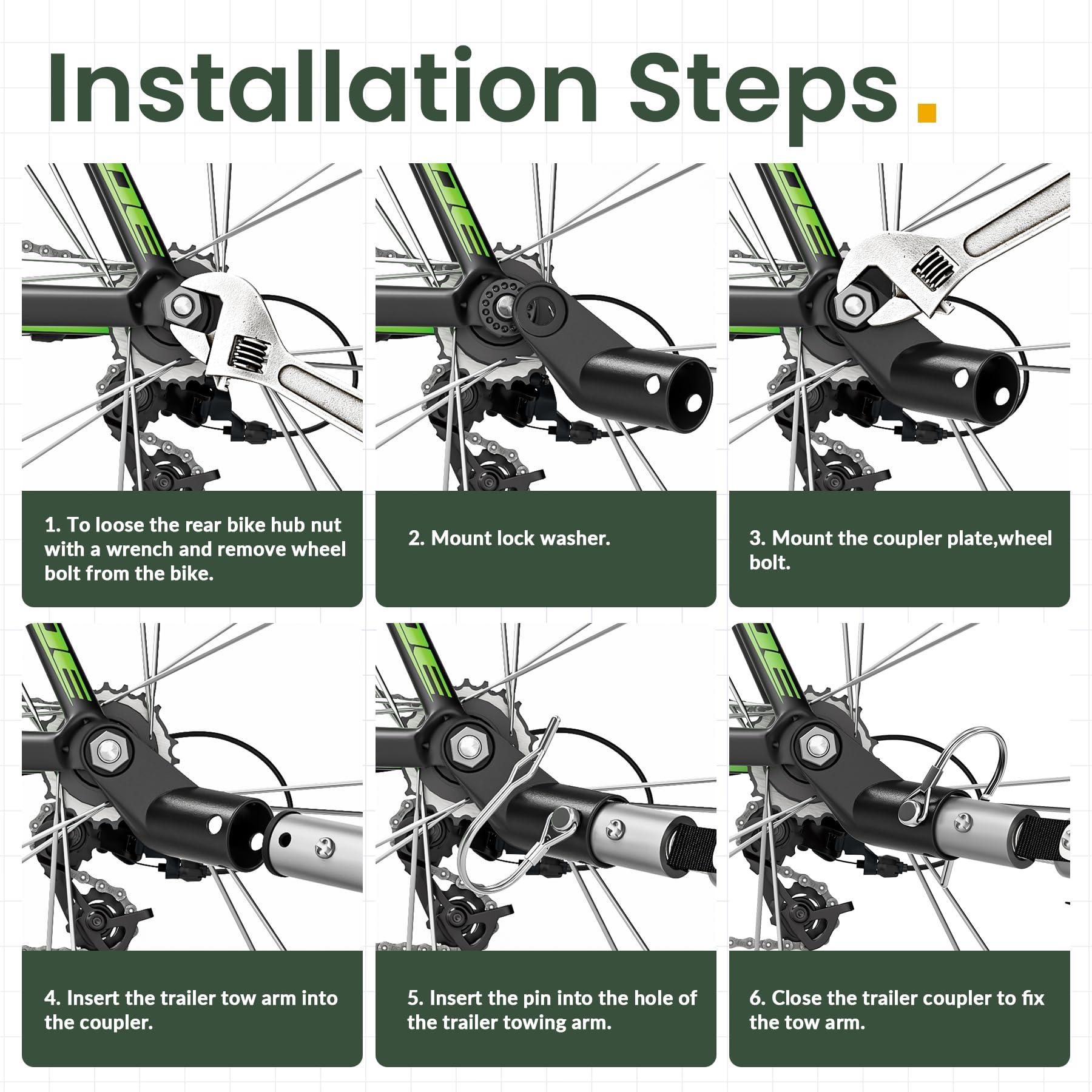 Titanker Titanker Upgraded Bike Trailer Hitch for Schwinn, Bike Trailer Coupler Bike Trailer Attachment for Instep, Bike Trailer Adapter for Cargo Trailer (1 PC-Black)