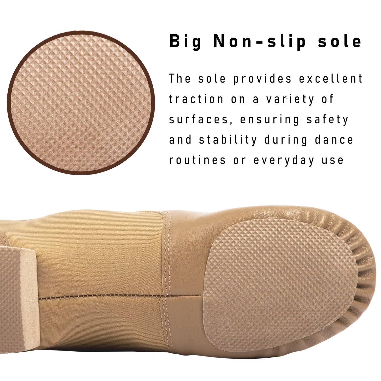 Asyusyu Asyusyu Girls Vegan Leather Jazz Shoes,Soft Vegan Leather Dance Slippers for Big Kid-6,Brown