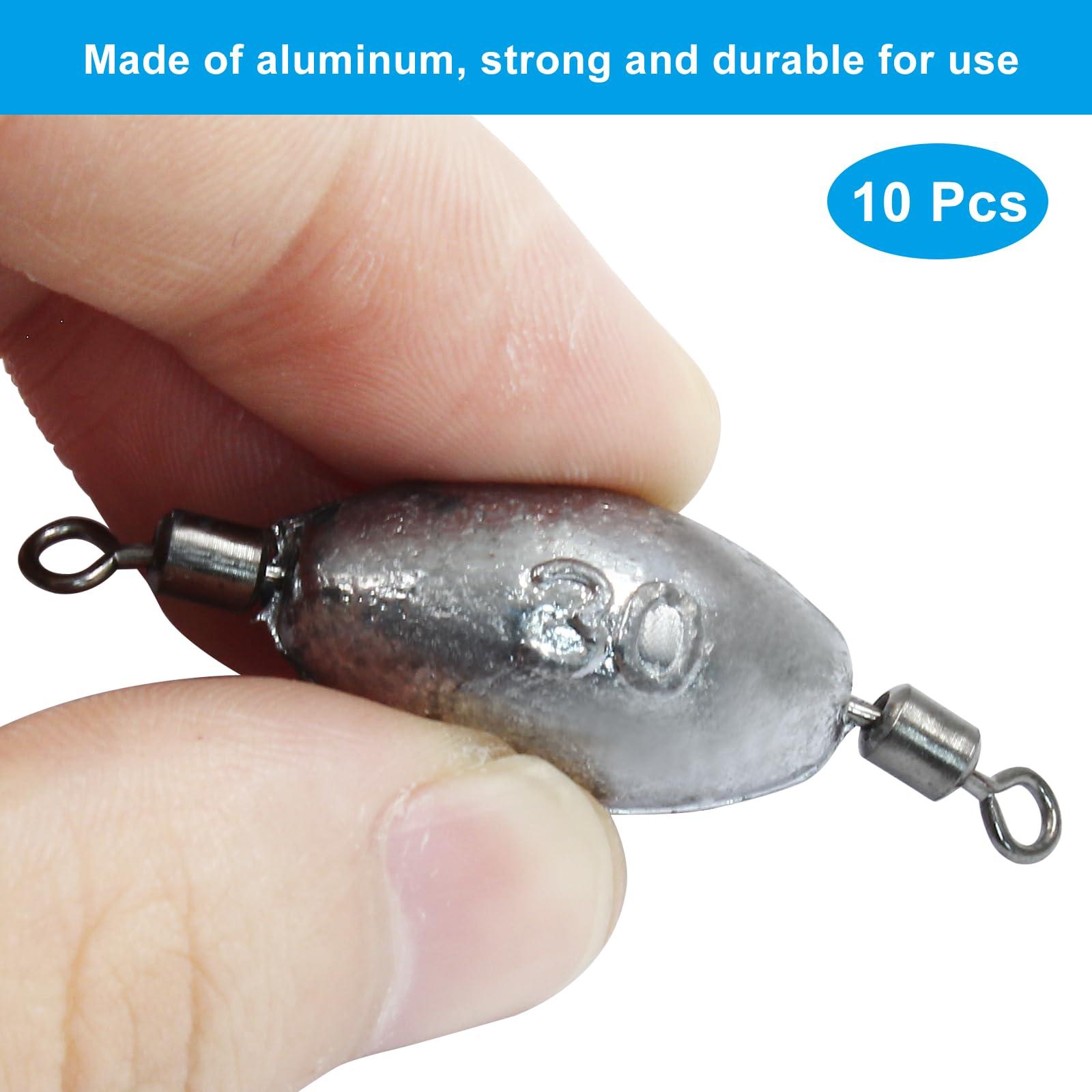 Uenhoy Uenhoy 10 Pcs Fishing Weights Inline Trolling Fishing Sinker Tackle with Inner Swivels, Oval Drop Casting Fishing Weight Sinkers, 1 oz30g