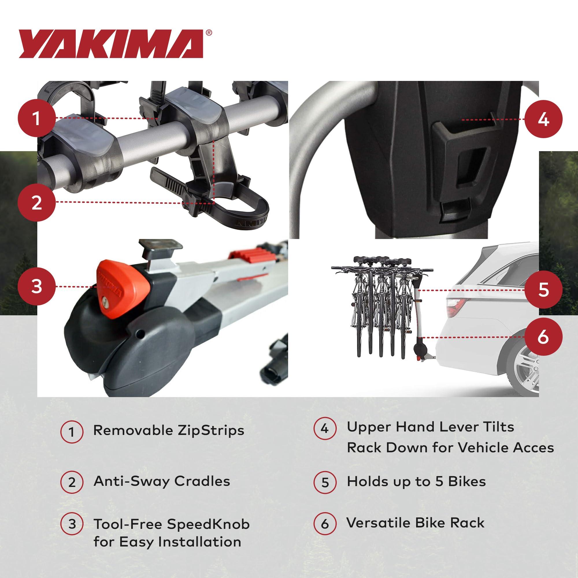 Yakima Yakima RidgeBack 5 Bike Capacity Tilt Away Hitch Bike Rack with 1.25 and 2 Inch Hitch Receiver for Cars, SUVs, and Trucks, Black