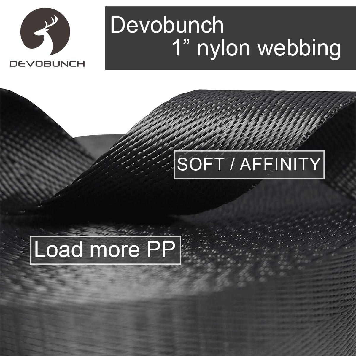 Devobunch Devobunch Nylon Webbing Straps, 1 Inch Wide Heavy Duty Nylon Strap, Durable Flat Rope Webbing, 10 and 25 Yard Roll for Backpack Strapping, Tie-Down, Dog Leash, 18 Vibrant Colors (White, 10 Yard)