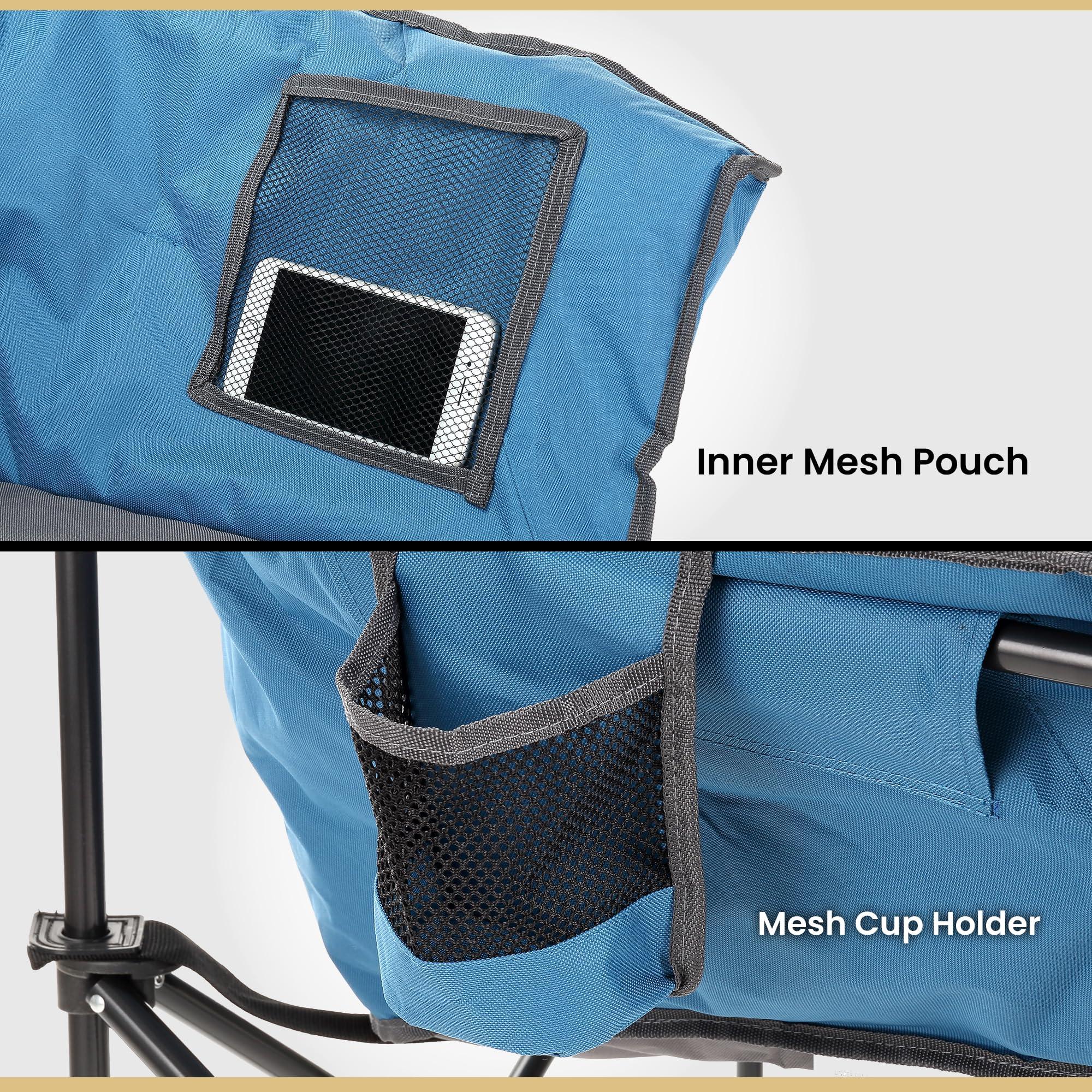 ARROWHEAD OUTDOOR ARROWHEAD OUTDOOR Oversized Heavy-Duty Club Folding Camping Chair w/External Pocket, Cup Holder, Portable, Padded, Moon, Round, Saucer, Supports 330lbs, Carrying Bag, USA-Based Support