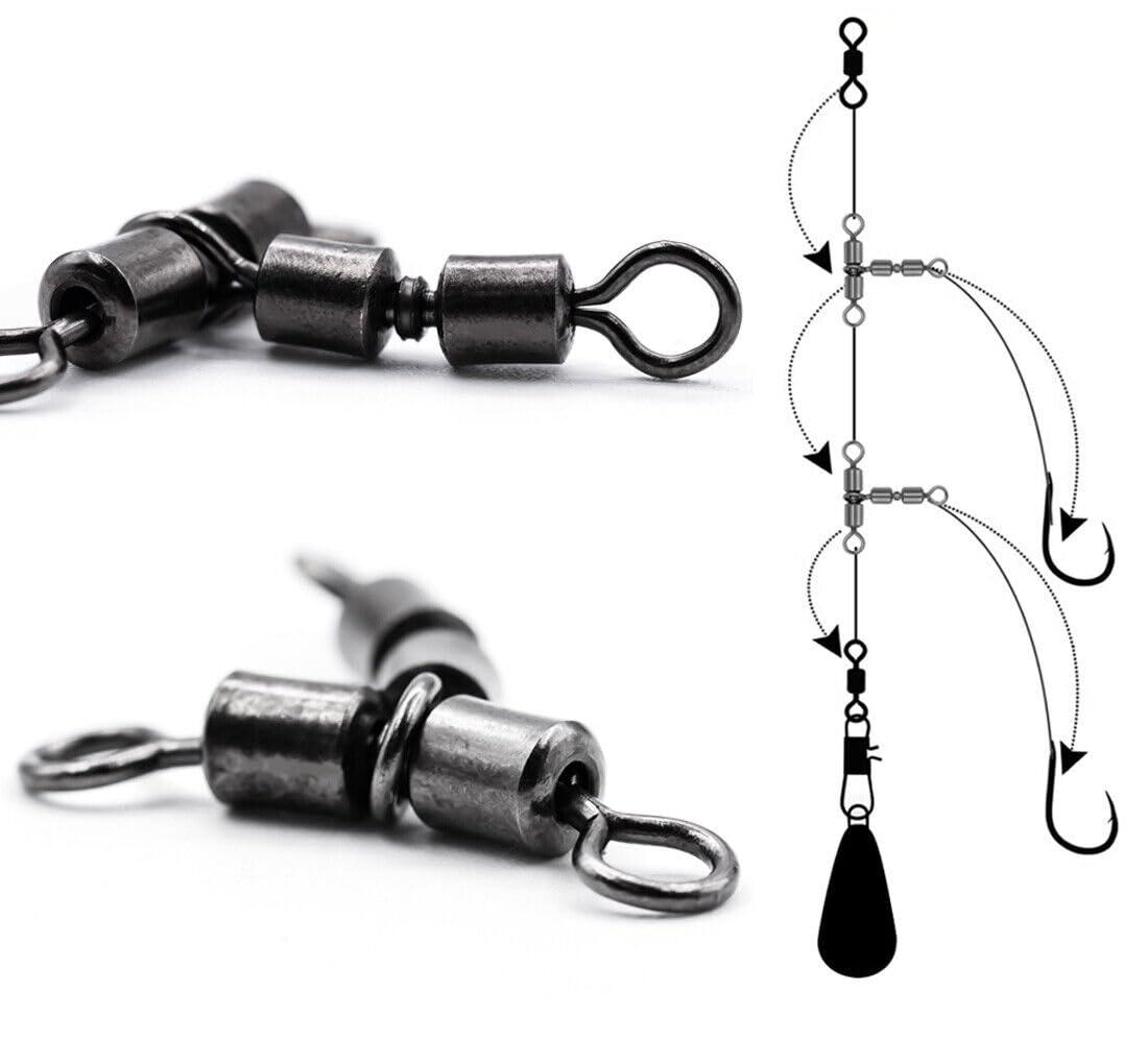 KTGCOZS KTGCOZS Pack of 30 Cross Line Swivel T-Shape Double Rolling Swivels Fishing Tackle Connector Clip (45# 30pcs)