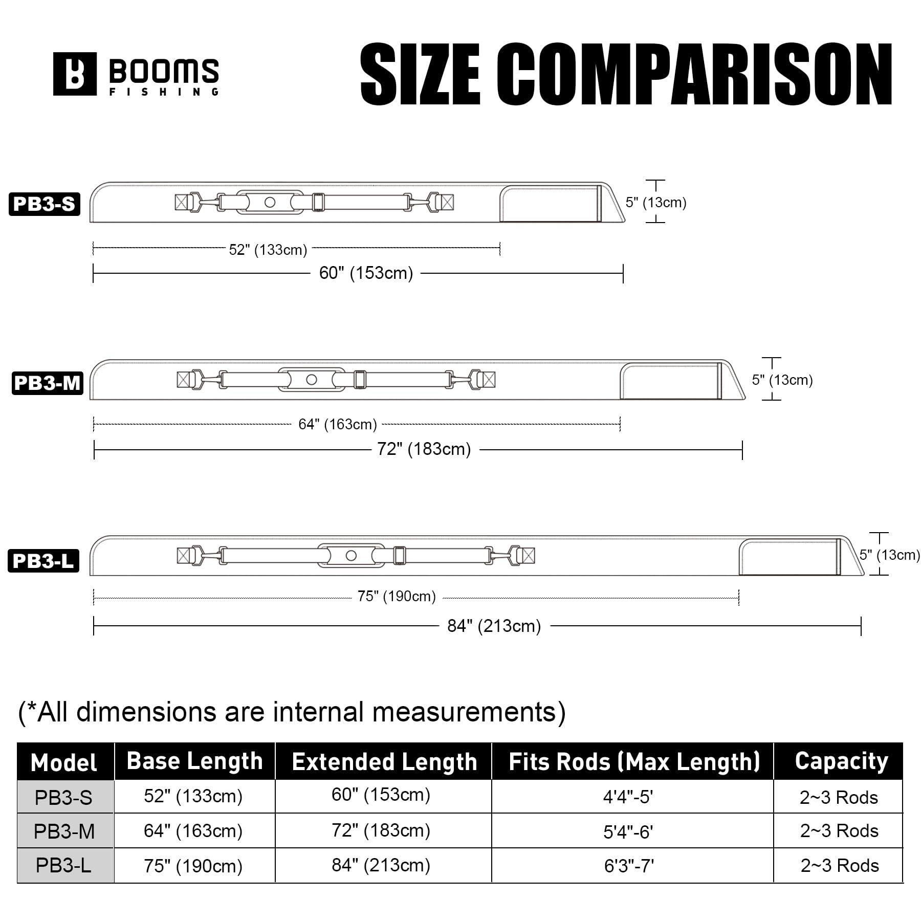 Booms Fishing Booms Fishing PB3 6.4ft~7ft Fishing Rod Case, Portable Folded Fishing Pole Case with Sturdy Two-Way YKK Zippers, 0.6ft/8\" Extended Design Fishing Rod Bag, Store Up to 2~3 Fishing Poles, 77\"~85\"