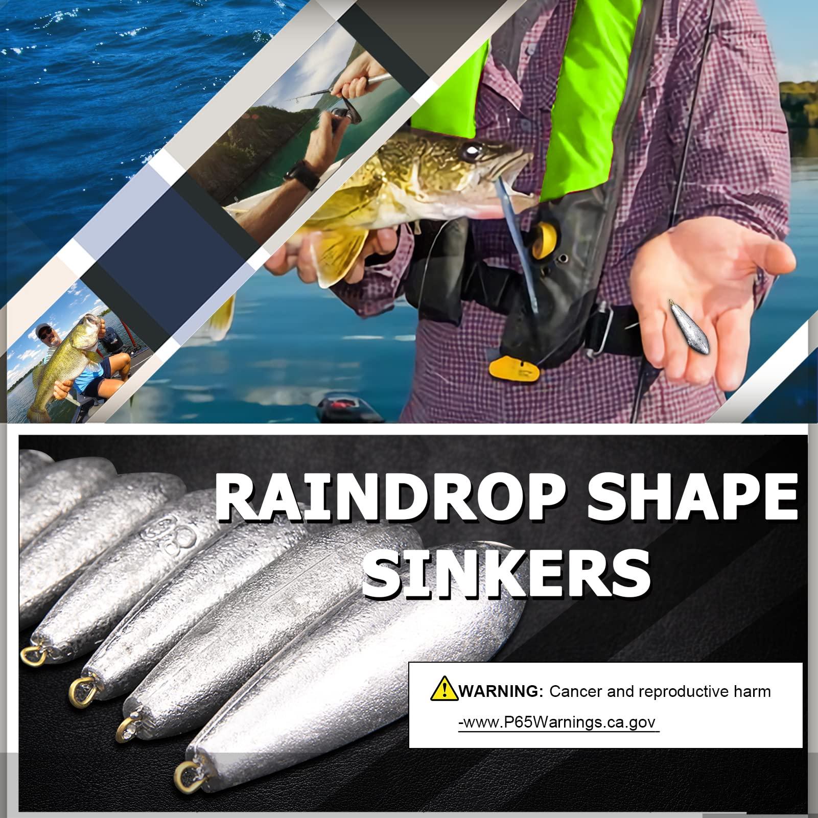AMYSPORTS AMYSPORTS Drop Shot Fishing Weights Kit Lead Freshwater Fishing Sinkers Bass Casting Removable Fishing Weights Saltwater Streamlined 8pcs 1.8oz
