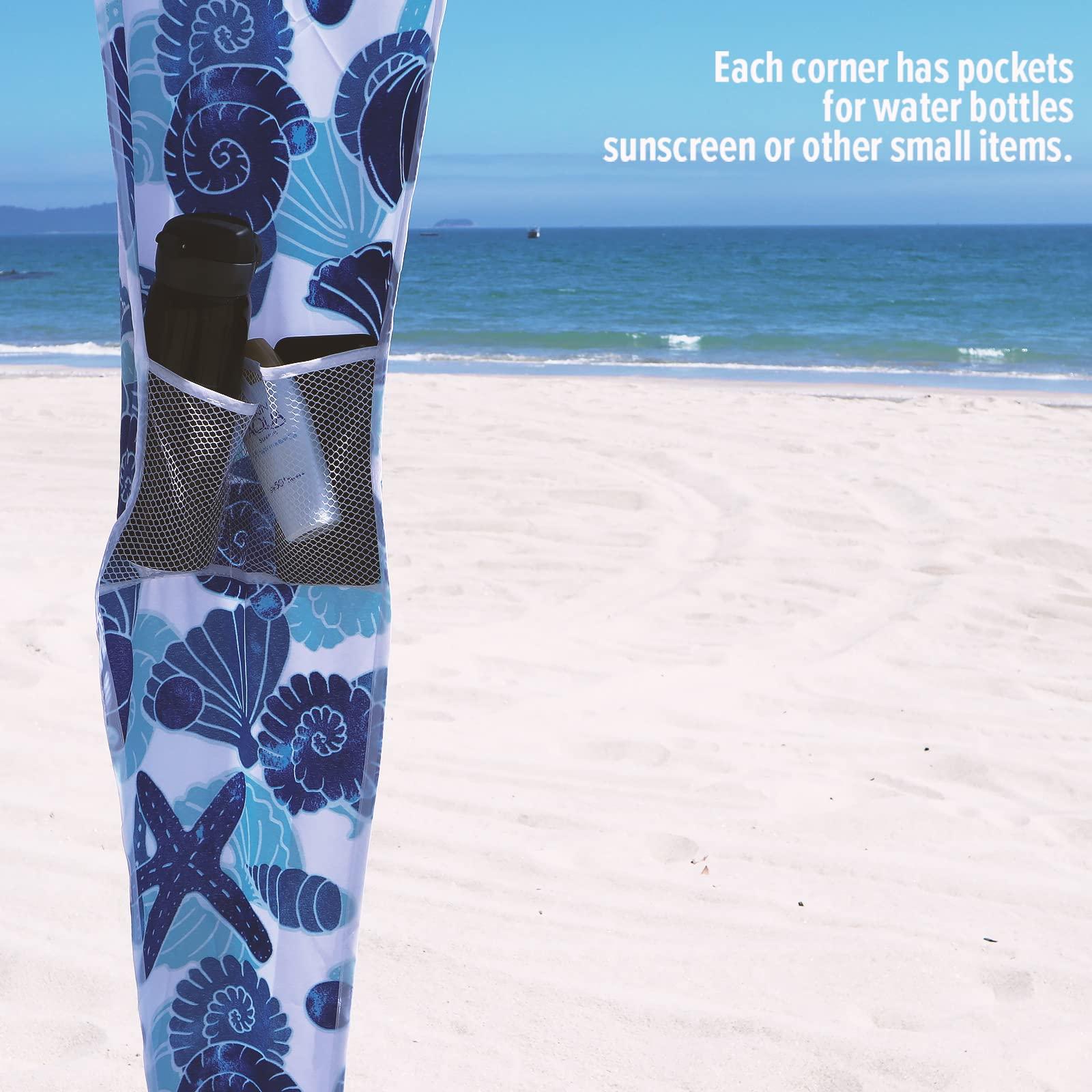 Qipi Qipi Beach Cabana - Easy to Set Up Canopy, Waterproof, Portable 6\' x 6\' Beach Shelter, Included Side Wall, Shade with UPF 50+ UV Protection, Ultimate Sun Umbrella - for Kids, Family - Sea Life