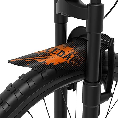 NICEDACK NICEDACK Bike Fender, Adjustable MTB Mud Guard, Front and Rear Compatible Mudguards, Fits 650B 20\" 26\" 27.5\" 29 inch Fat Tire Bikes and All Disc Brake Bicycles (Carbon Fiber Pattern,Orange)