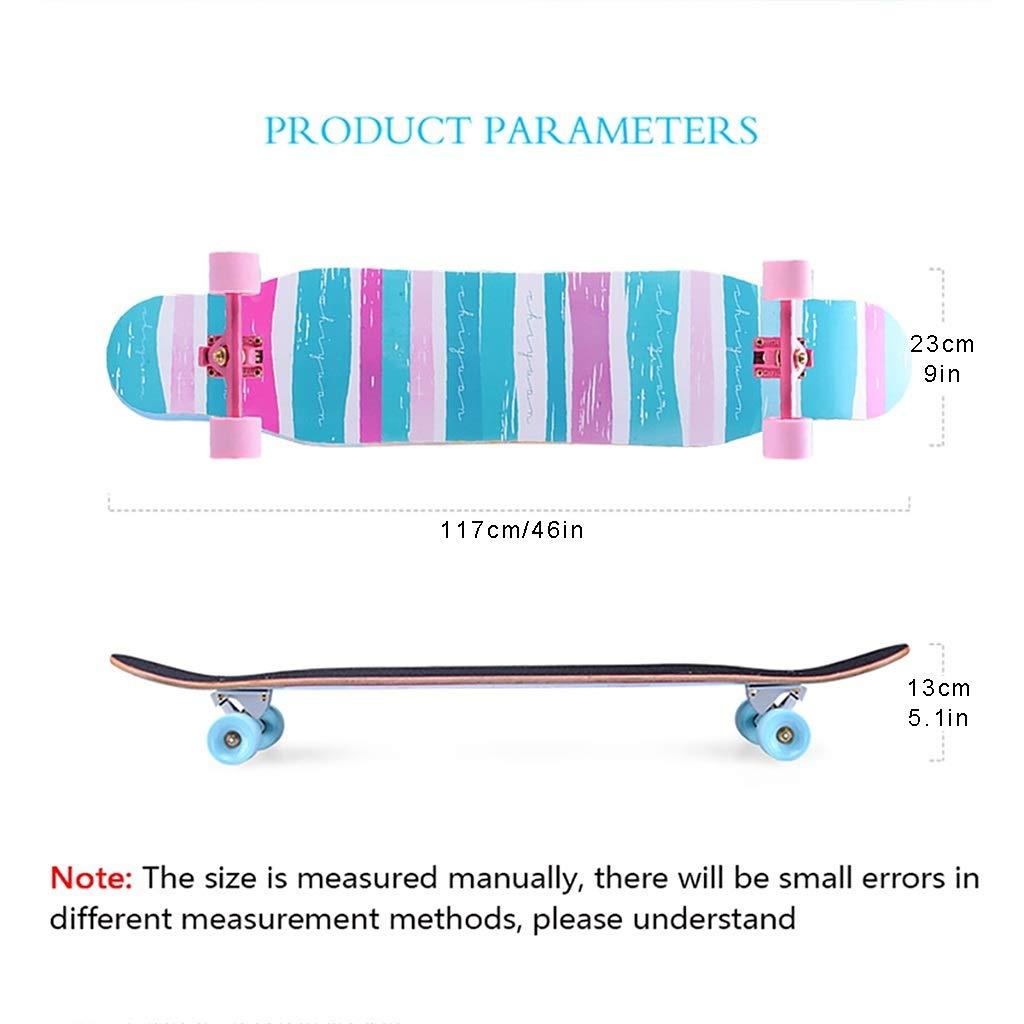 KHUY Complete Skateboard 46\" X 9\" Longboard, Pro Skate Board Longboards for Cruising, Free Style, Downhill and Dancing, Long Boards Skateboards for Teens Adults Beginners Boys Girls ( Color : A with LED )