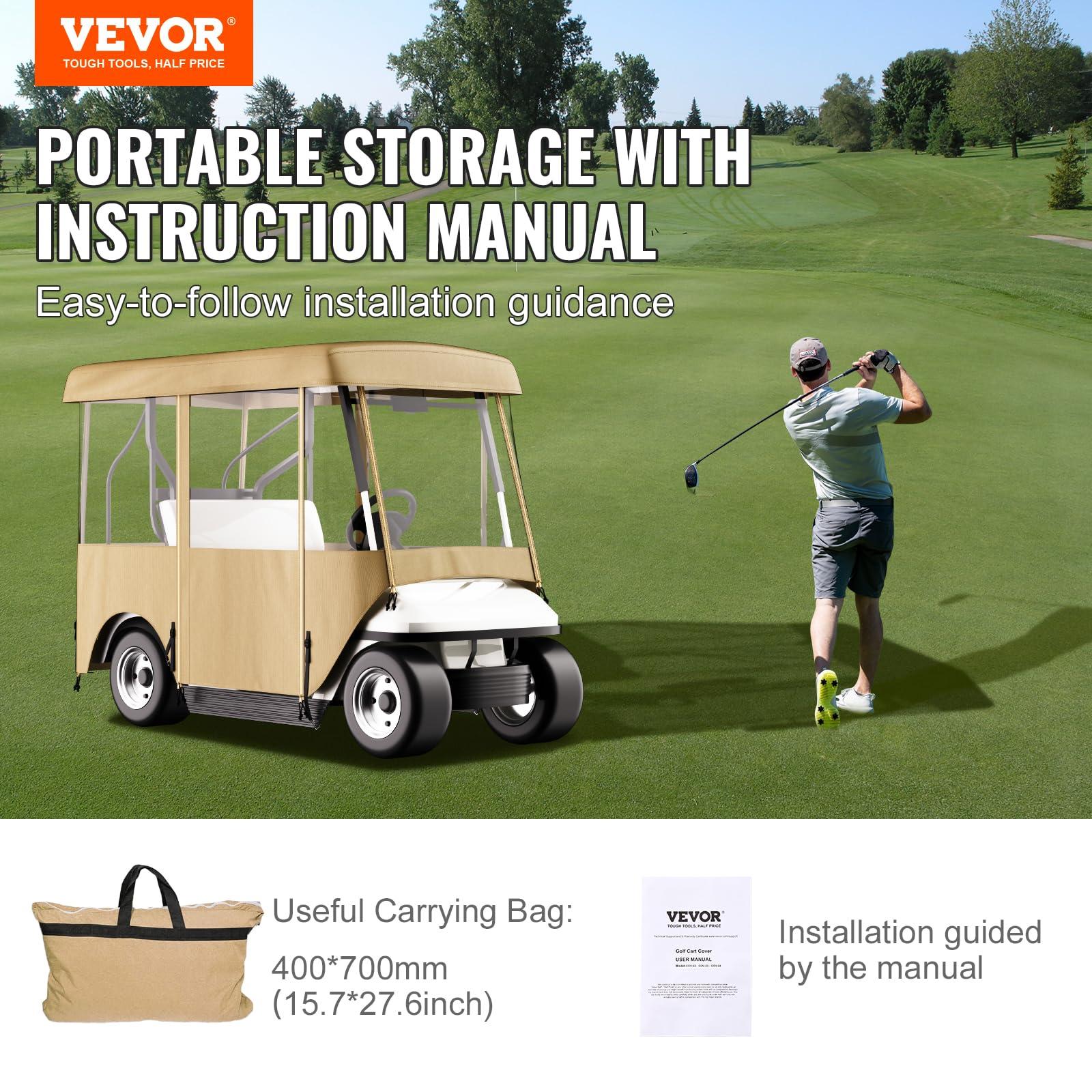 Happybuy Happybuy Golf Cart Enclosure, 4-Person Golf Cart Cover, 4-Sided Fairway Deluxe, 300D Waterproof Driving Enclosure with Transparent Windows, Fit for EZGO, Club Car, Yamaha Cart (Roof Up to 78.7''L)