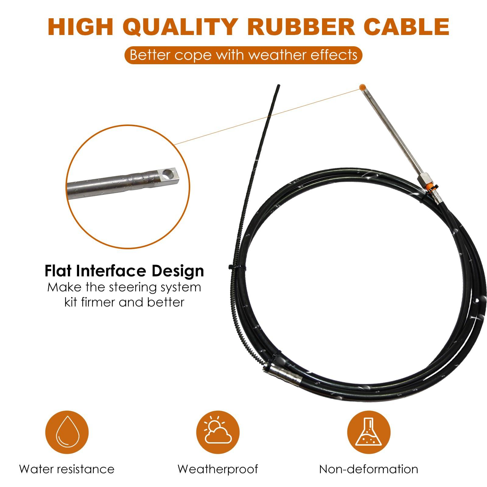 JNDO JNDO 10FT Boat Steering Cable Kit Outboard Steering Cable Boat Steering System Kit with 12.5 Inch Wheel Rotary Helm