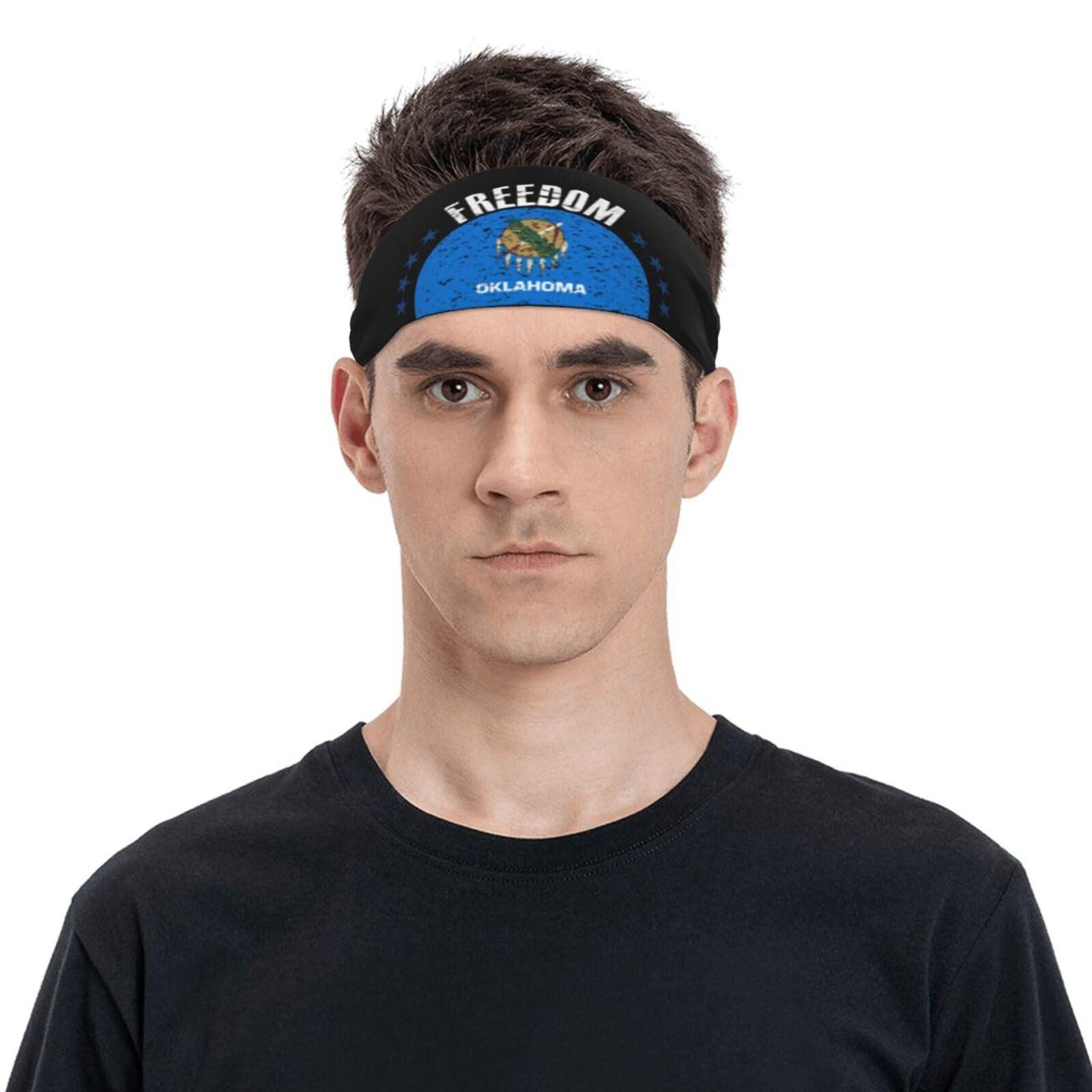 MULIHU The Oklahoma Flag and Freedom Headbands for Men Women Wicking Sports Sweatband for Running Basketball Yoga Hairbands