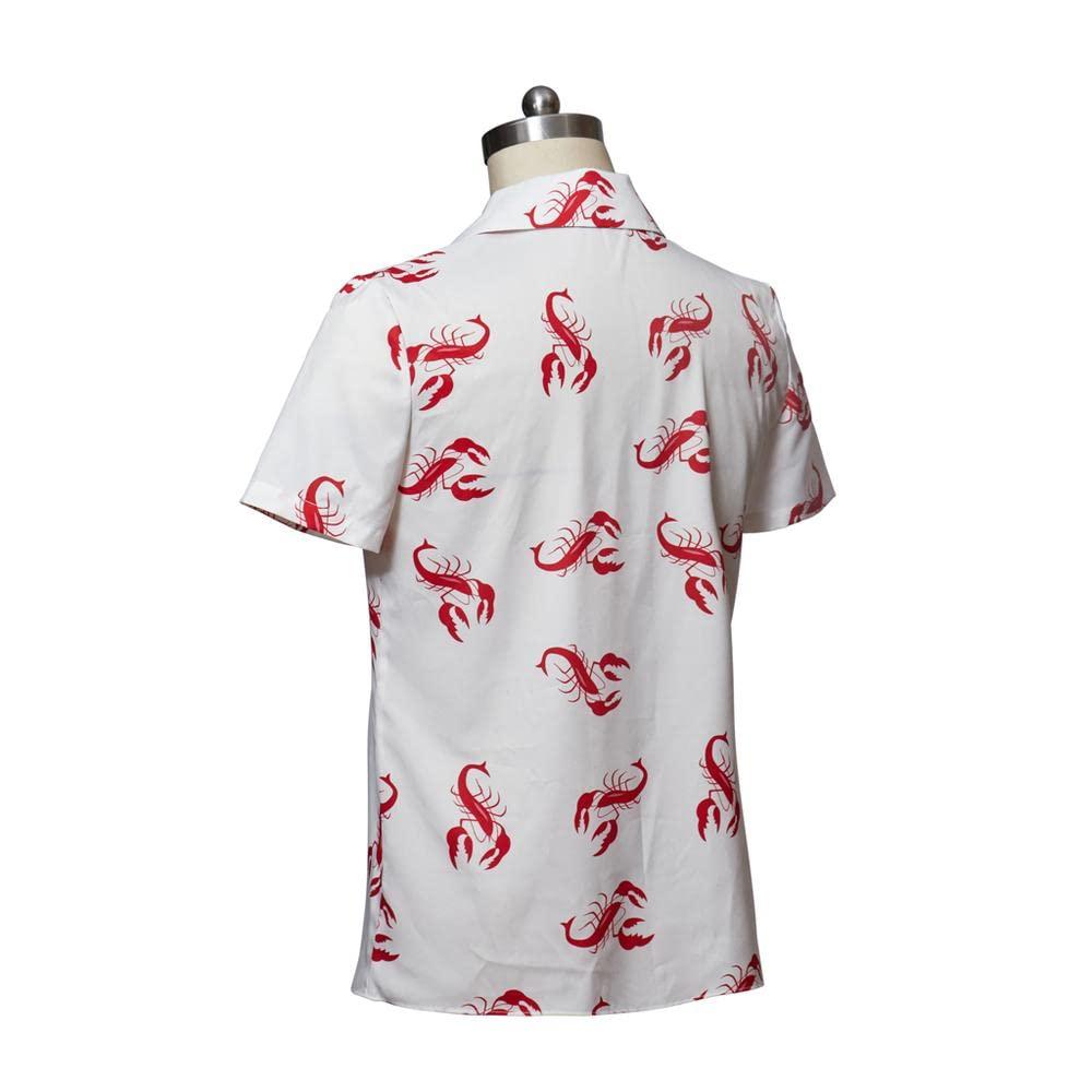 MyheroCos Men's Kramer Seinfeld Lobster Shirt Button-Up White Shirt Casual Shirt Top-XL
